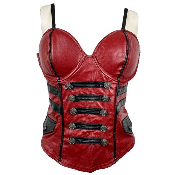 Lip Service Tops - L Vintage Lip Service Vice Red Bustier Corset Military Steampunk Goth